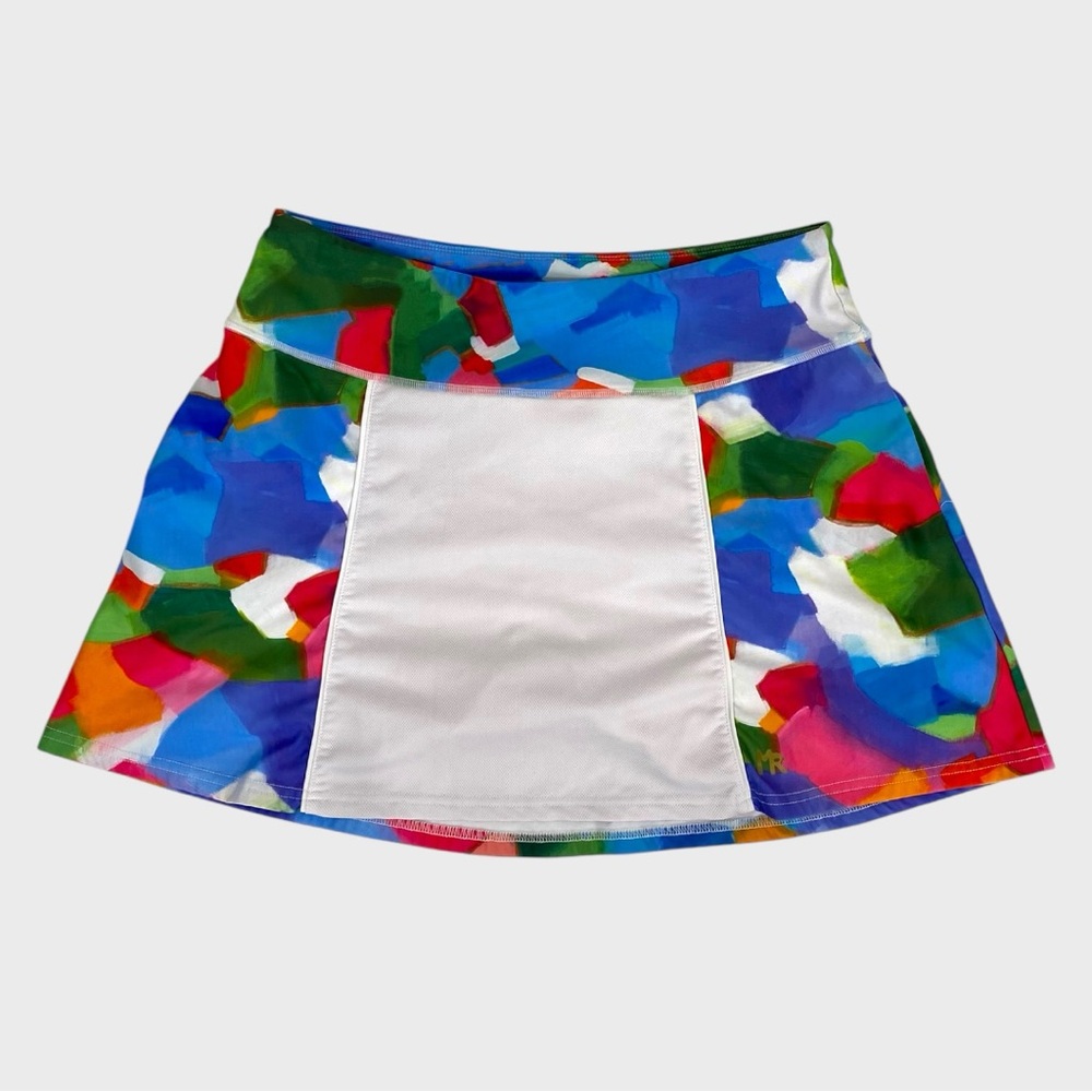 70° x Meghan Rosenthal Colorful Abstract Art Tennis Skort UPF 50+ Size L